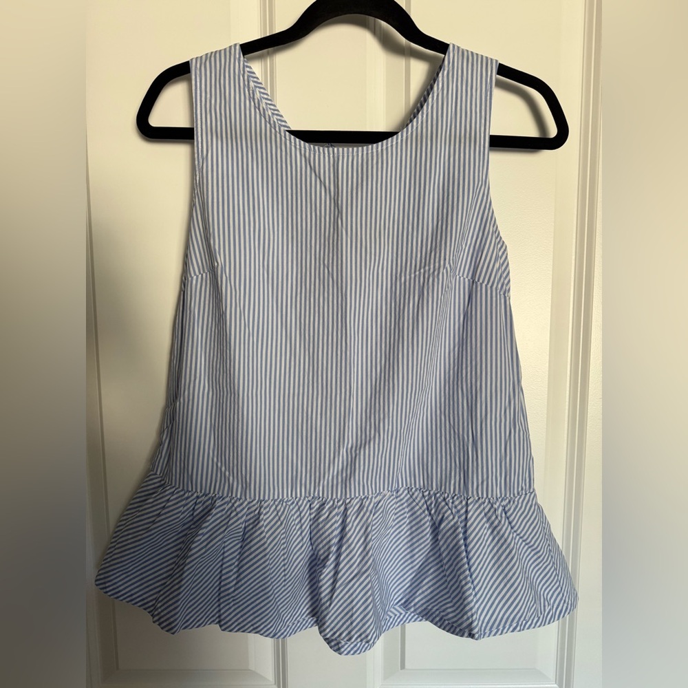 J. Crew Blue and White Striped Tank Top